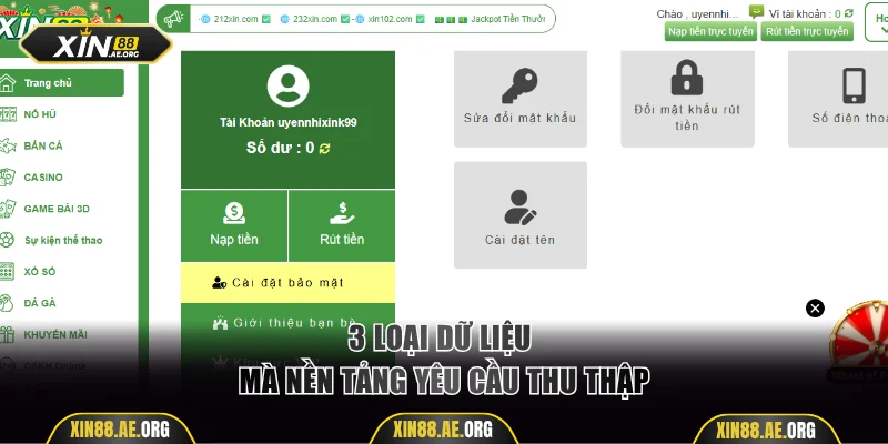 3 loại dữ liệu mà nền tảng yêu cầu thu thập
