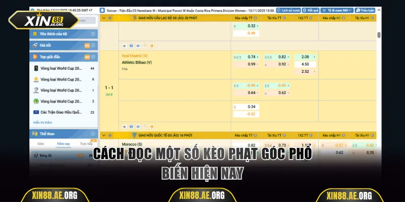 Cách đọc một số kèo phạt góc phổ biến hiện nay